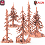 3D Printed STL Miniatures Rangers Trees Set Rangers  28 - 32mm War Gaming D&D