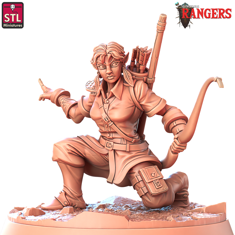 3D Printed STL Miniatures Ranger Companions Set Rangers  28 - 32mm War Gaming D&D