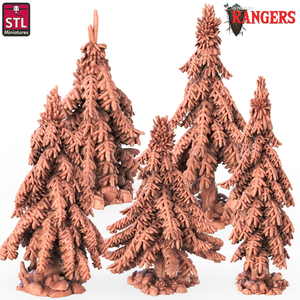 3D Printed STL Miniatures Rangers Trees Set Rangers  28 - 32mm War Gaming D&D