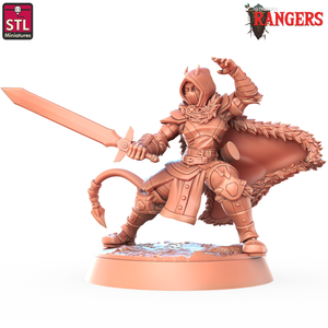 3D Printed STL Miniatures Tiefling Female Ranger Rangers 28 - 32mm War Gaming D&D