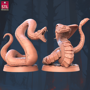 3D Printed STL Miniatures Giant Snake Set 28 - 32mm War Gaming D&D