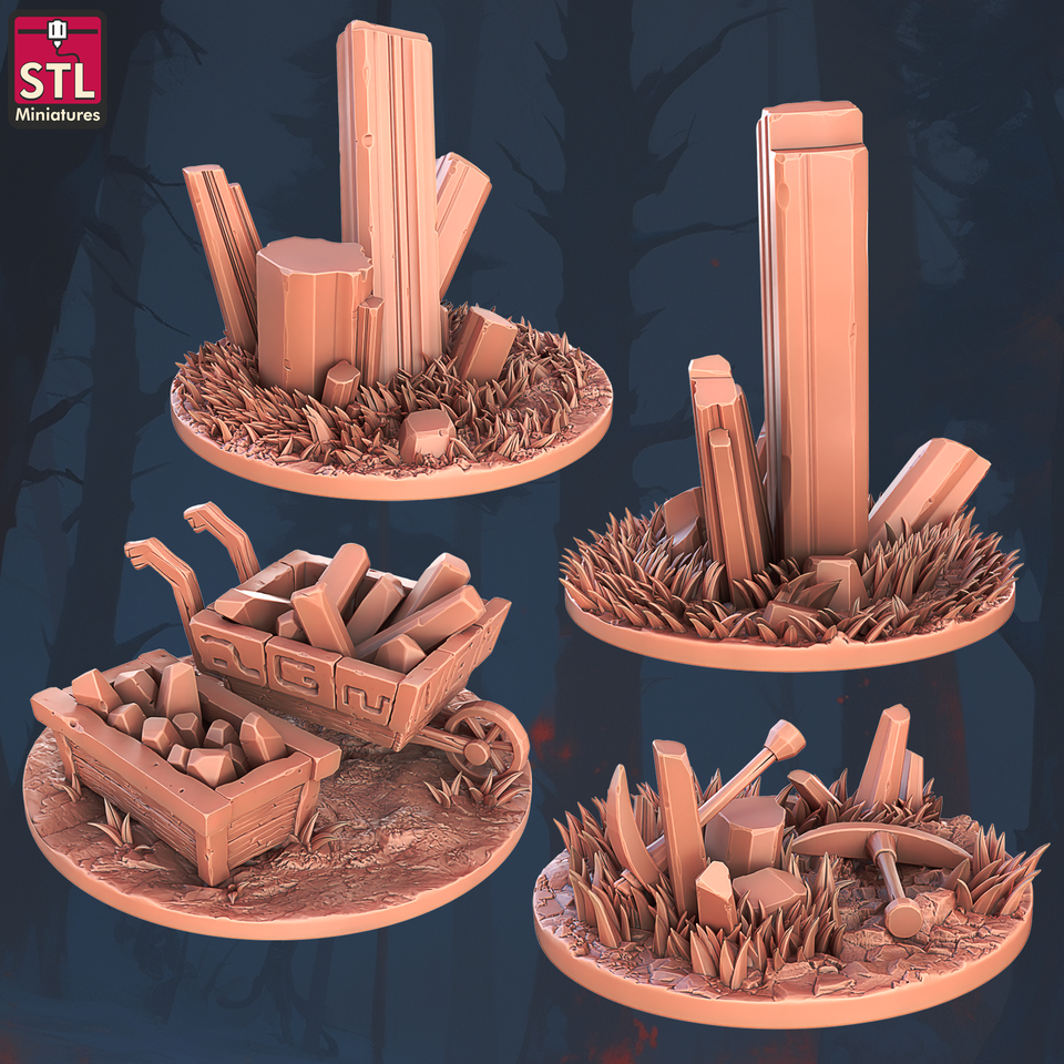 3D Printed STL Miniatures Floating Islands Set 28 - 32mm War Gaming D&D