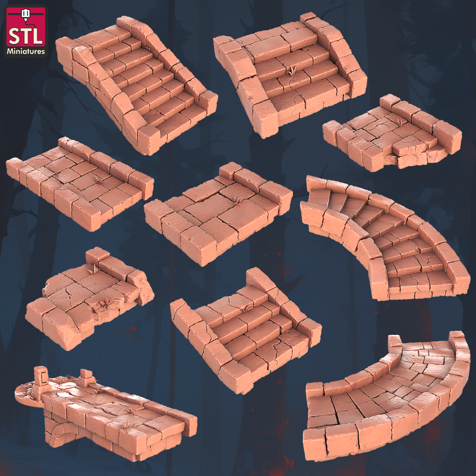 3D Printed STL Miniatures Floating Islands Set 28 - 32mm War Gaming D&D