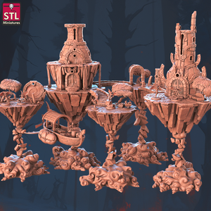 3D Printed STL Miniatures Floating Islands Set 28 - 32mm War Gaming D&D