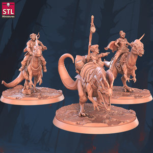 3D Printed STL Miniatures Mounted Raider Set 28 - 32mm War Gaming D&D