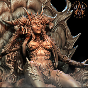 3D Printed Archvillain Games - Queen Naamah on Throne 28mm 32mm D&D