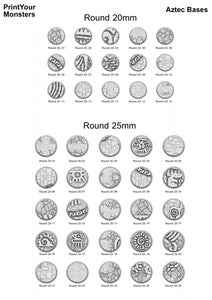 3D Printed Fantastic Plants and Rocks Round Bases Aztec Bases 28mm - 32mm D&D Wargaming