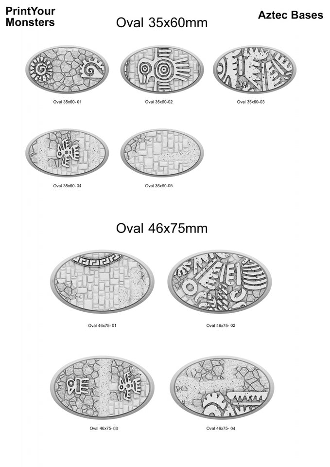 3D Printed Fantastic Plants and Rocks Oval Bases Aztec Bases 28mm - 32mm D&D Wargaming