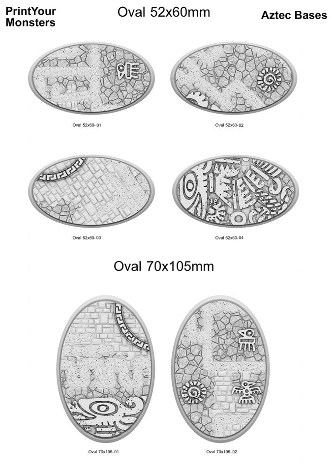 3D Printed Fantastic Plants and Rocks Oval Bases Aztec Bases 28mm - 32mm D&D Wargaming