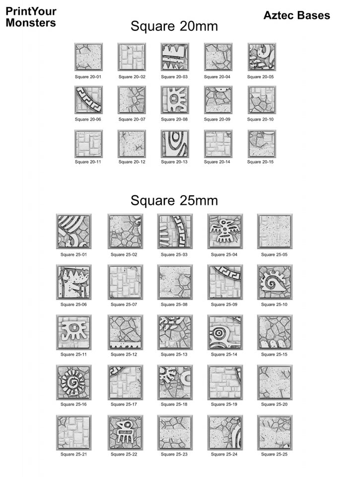 3D Printed Fantastic Plants and Rocks Square Bases Aztec Bases 28mm - 32mm D&D Wargaming