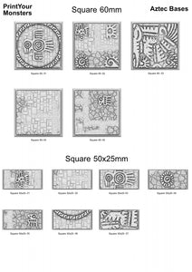 3D Printed Fantastic Plants and Rocks Square Bases Aztec Bases 28mm - 32mm D&D Wargaming