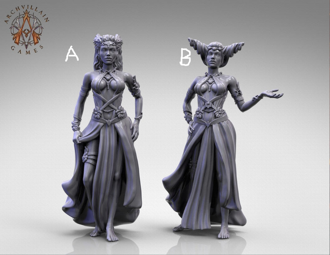 3D Printed Archvillain Games  - Human Consorts Mistresses 28 32mm D&D