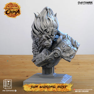 3D Printed Clay Cyanide Sun Wukong Bust Legends and Gods Of China 28 32 mm D&D