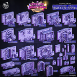 3D Printed Cast n Play Wizard's Lab Doors and Walls Set 28mm 32mm D&D