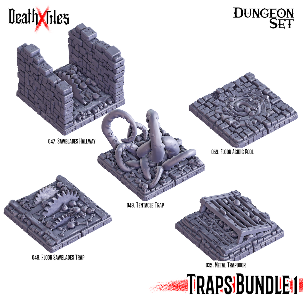 3D Printed Cast n Play Death x Tiles - Trap Bundle Set 2 Dungeon Set 28mm 32mm D&D