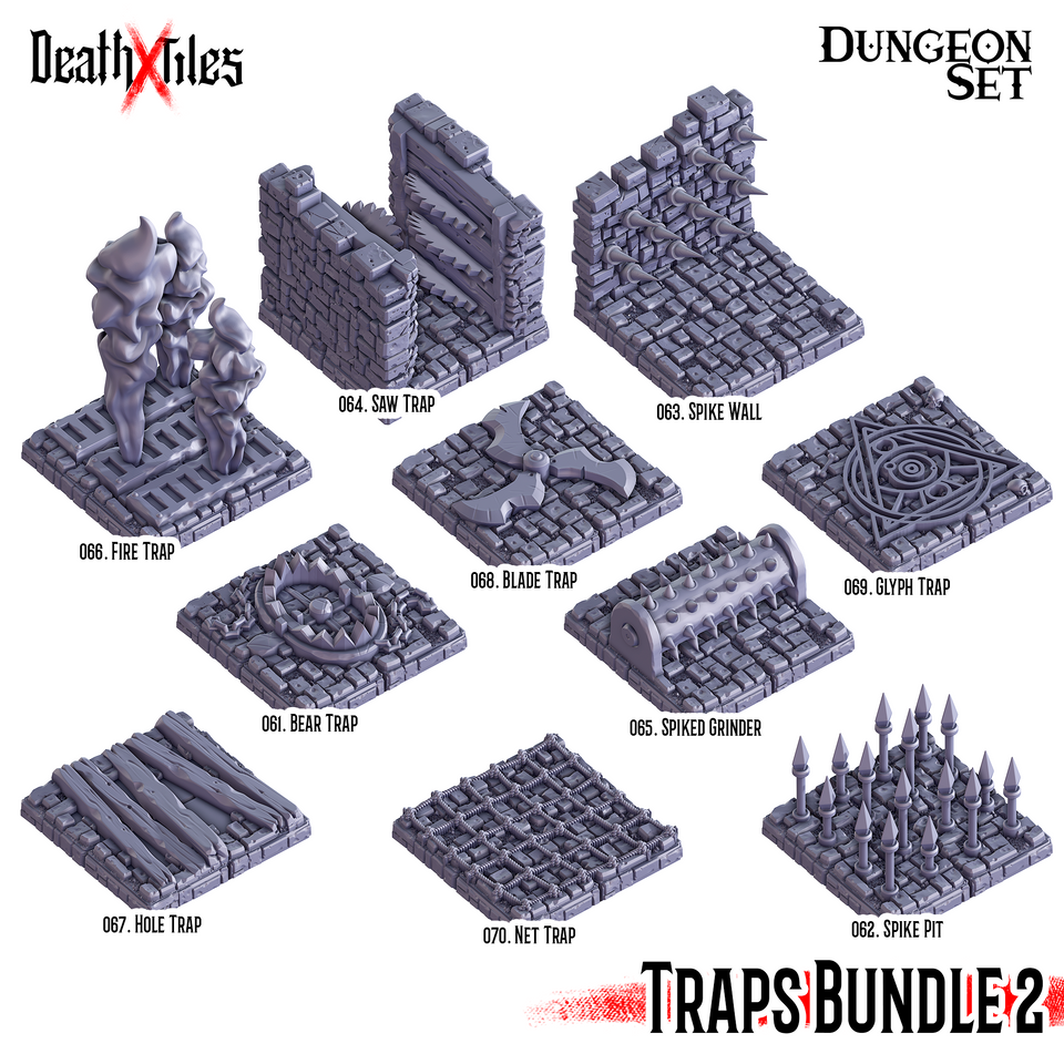 3D Printed Cast n Play Death x Tiles - Trap Bundle 2 Dungeon Tile Set