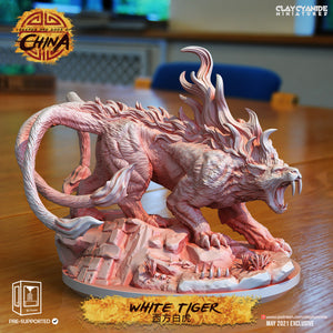 3D Printed Clay Cyanide White Tiger Legends and Gods Of China 28 32 mm D&D