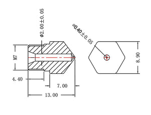 2X 3D Printer MK8 Hardened Steel Nozzle 1.75mm 0.4mm - Charming Terrain