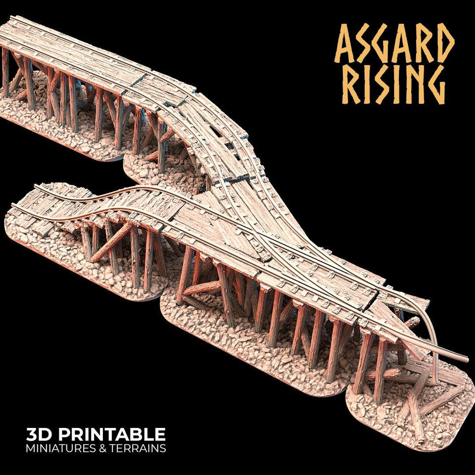 3D Printed Asgard Rising Advanced Dwarven Mines Underground Railroad 28mm - 32mm - Charming Terrain