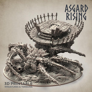 3D Printed Asgard Rising Ancient Spider Queen with Palanquin 32mm D&D - Charming Terrain