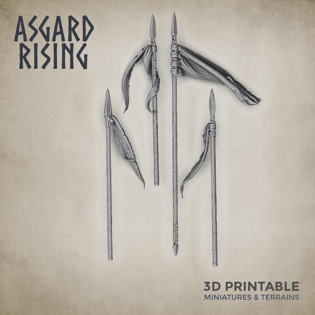 3D Printed Asgard Rising Banners Set - 32mm D&D - Charming Terrain