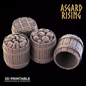 3D Printed Asgard Rising Barrels and Tops Set 28mm - 32mm Ragnarok D&D - Charming Terrain