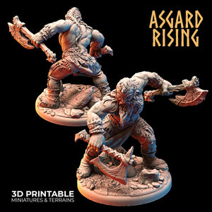 3D Printed Asgard Rising Berserker Miniature  - 28mm 32mm D&D - Charming Terrain