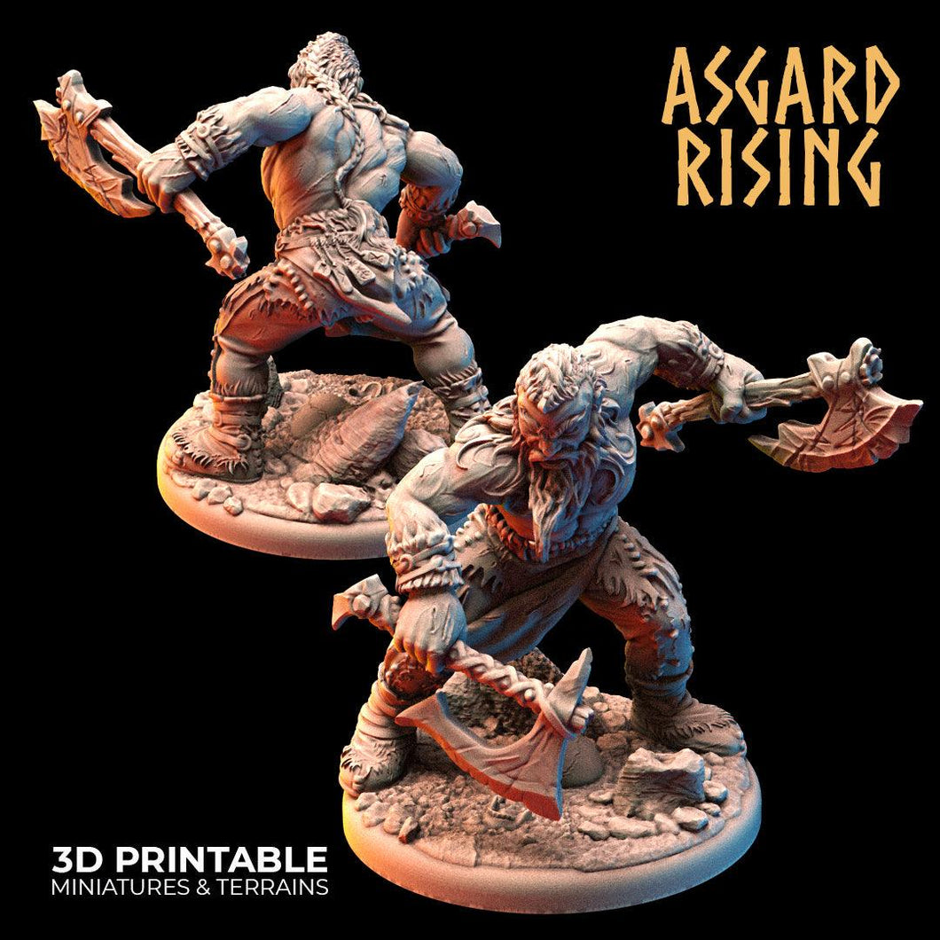 3D Printed Asgard Rising Berserker Miniature  - 28mm 32mm D&D - Charming Terrain