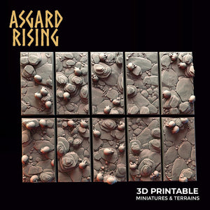 3D Printed Asgard Rising Burial Ground Rectangle Bases 28 32mm D&D - Charming Terrain