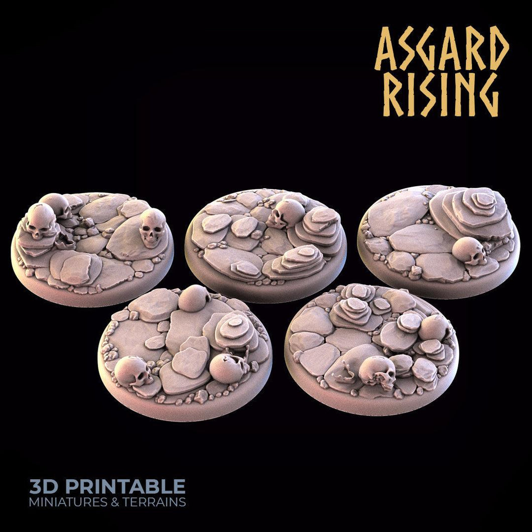 3D Printed Asgard Rising Burial Ground Round Base Set 25 28 32 35mm D&D - Charming Terrain