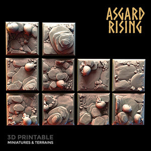 3D Printed Asgard Rising Burial Ground Square Base Set 25 28 32 35mm D&D - Charming Terrain