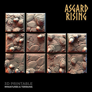 3D Printed Asgard Rising Burial Ground Square Bases 25 28 32 35mm D&D - Charming Terrain