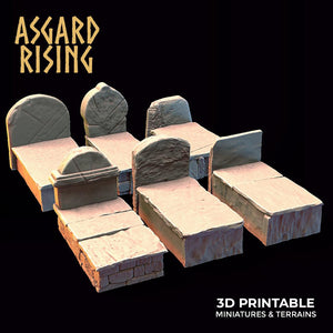 3D Printed Asgard Rising Cemetery Graves Set 28mm-32mm Ragnarok D&D - Charming Terrain