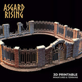 3D Printed Asgard Rising Cemetery Iron Wall Gate Set A 28mm-32mm Ragnarok D&D - Charming Terrain