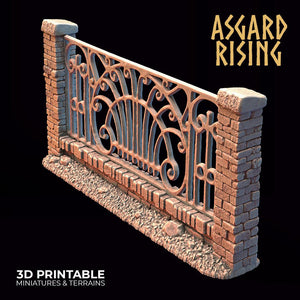 3D Printed Asgard Rising Cemetery Iron Wall Gate Set B 28mm-32mm Ragnarok D&D - Charming Terrain