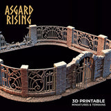 3D Printed Asgard Rising Cemetery Iron Wall Gate Set B 28mm-32mm Ragnarok D&D - Charming Terrain