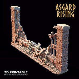 3D Printed Asgard Rising Cemetery Iron Wall Gate Set B 28mm-32mm Ragnarok D&D - Charming Terrain