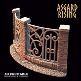 3D Printed Asgard Rising Cemetery Iron Wall Gate Set B 28mm-32mm Ragnarok D&D - Charming Terrain