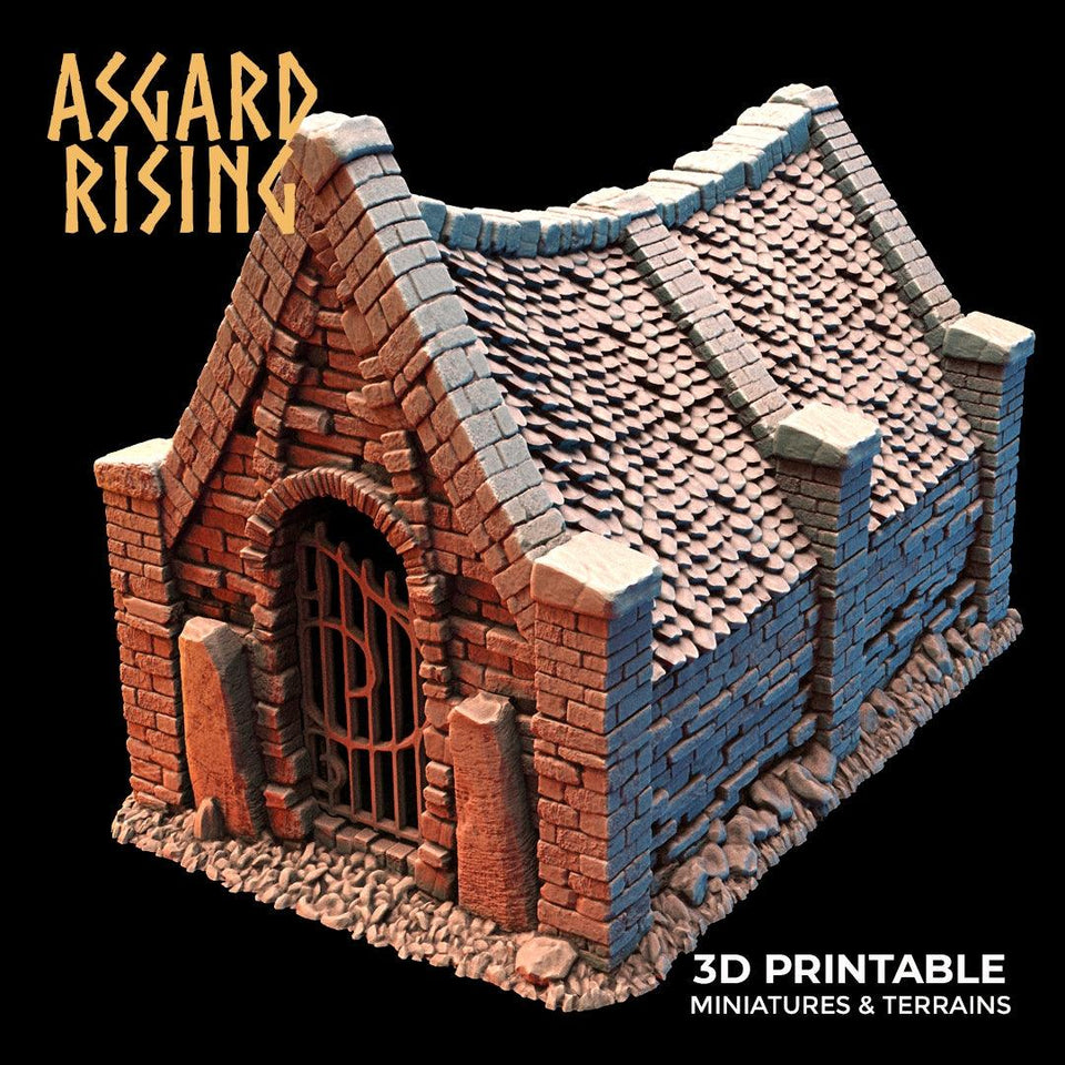 3D Printed Asgard Rising Cemetery Mausoleum 28mm-32mm Ragnarok D&D - Charming Terrain