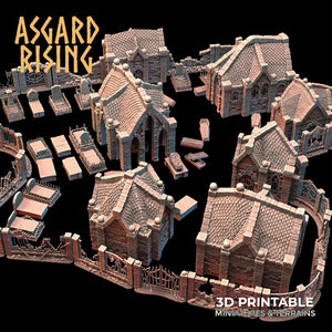 3D Printed Asgard Rising Cemetery Mausoleum Set 28mm-32mm Ragnarok D&D - Charming Terrain