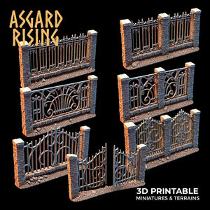 3D Printed Asgard Rising Cemetery Stone Wall Fence Set 28mm-32mm Ragnarok D&D - Charming Terrain