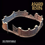 3D Printed Asgard Rising Cemetery Stone Wall Gate Set A 28mm-32mm Ragnarok D&D - Charming Terrain