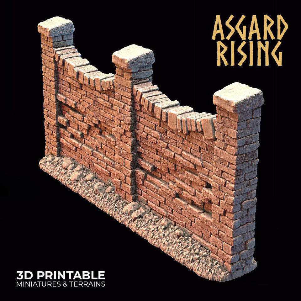 3D Printed Asgard Rising Cemetery Stone Wall Gate Set A 28mm-32mm Ragnarok D&D - Charming Terrain