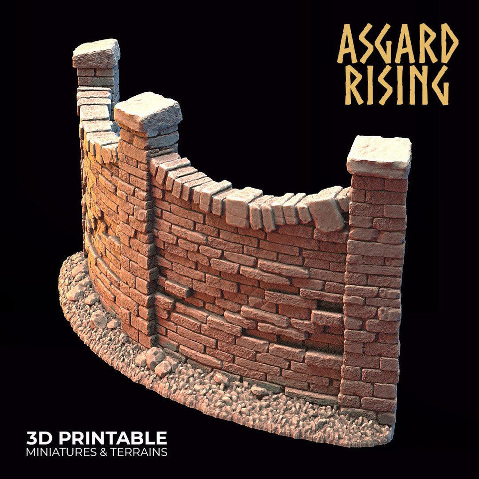 3D Printed Asgard Rising Cemetery Stone Wall Gate Set A 28mm-32mm Ragnarok D&D - Charming Terrain