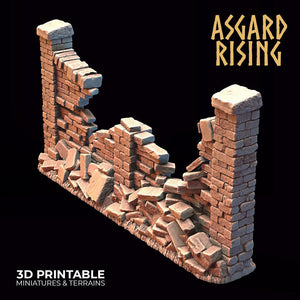 3D Printed Asgard Rising Cemetery Stone Wall Gate Set A 28mm-32mm Ragnarok D&D - Charming Terrain