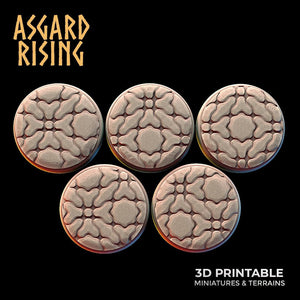 3D Printed Asgard Rising Cobblestone Round Base Set 25 28 32 35mm D&D - Charming Terrain