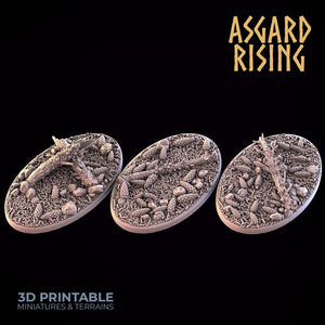 3D Printed Asgard Rising Conifers Oval Bases 28 32mm D&D - Charming Terrain