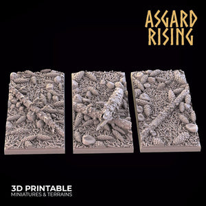 3D Printed Asgard Rising Conifers Rectangular Base Set 50x25mm D&D - Charming Terrain