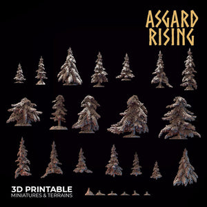 3D Printed Asgard Rising Conifers Spruce Modular Forest Tree Set 32mm D&D - Charming Terrain