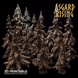 3D Printed Asgard Rising Conifers Spruce Modular Forest Tree Set 32mm D&D - Charming Terrain